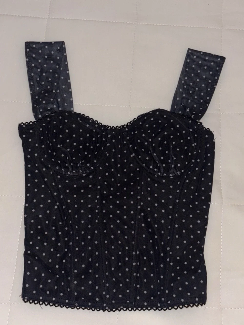 Black Polka Dot Bustier Tank Top